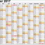 Atemberaubend Kalender 2017 Zum Ausdrucken In Excel 16 Vorlagen