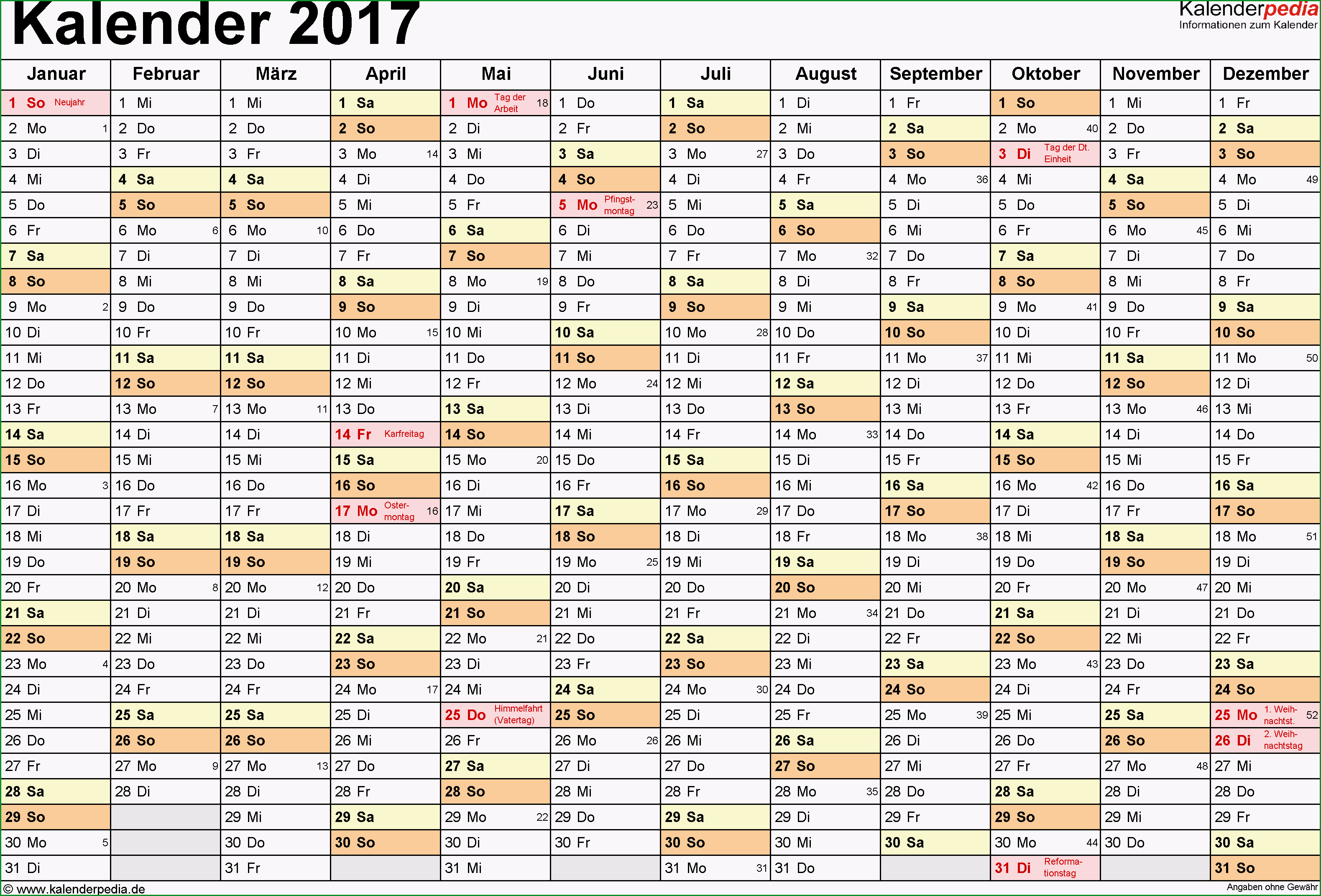 Atemberaubend Kalender 2017 Zum Ausdrucken In Excel 16 Vorlagen