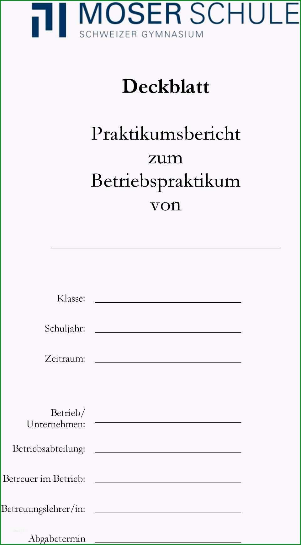 Außergewöhnlich 20 Praktikum Deckblatt Vorlage Word