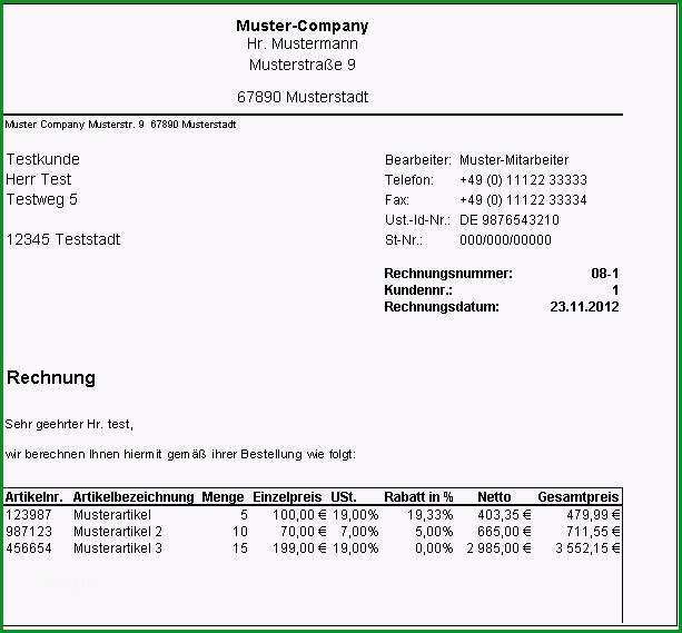 Rechnung Excel Vorlage