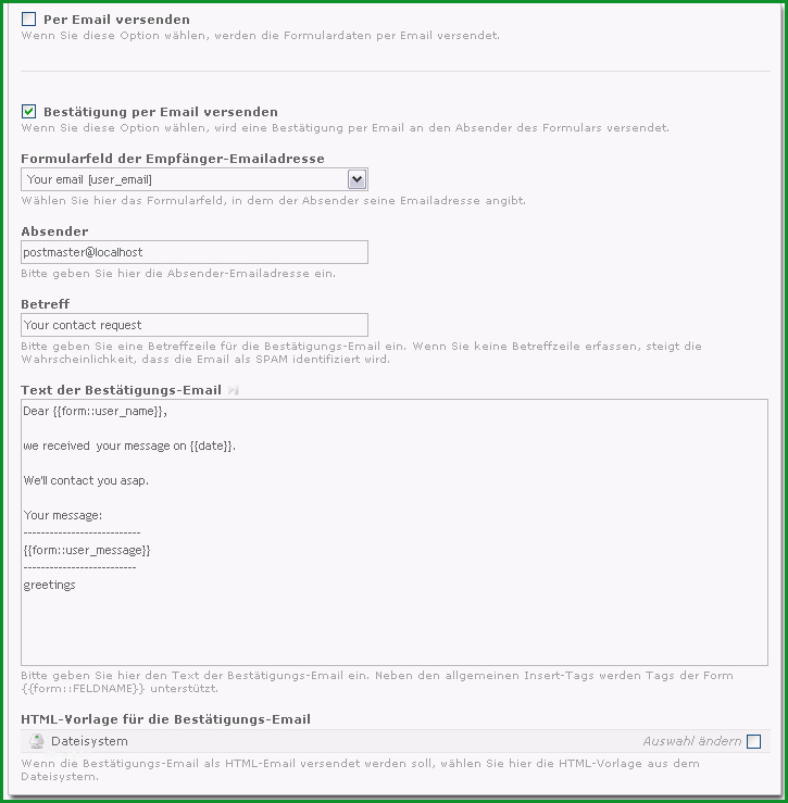 Contao Dev ExtensionsEfgMail