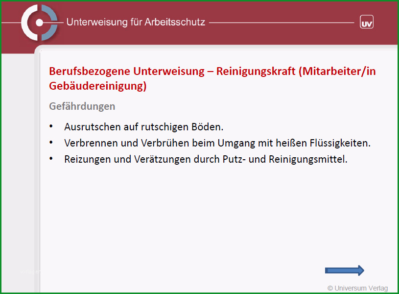 unterweisung reinigungskraft