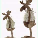 Bemerkenswert Deko Elch Wolle Holz Stehend 32 Cm