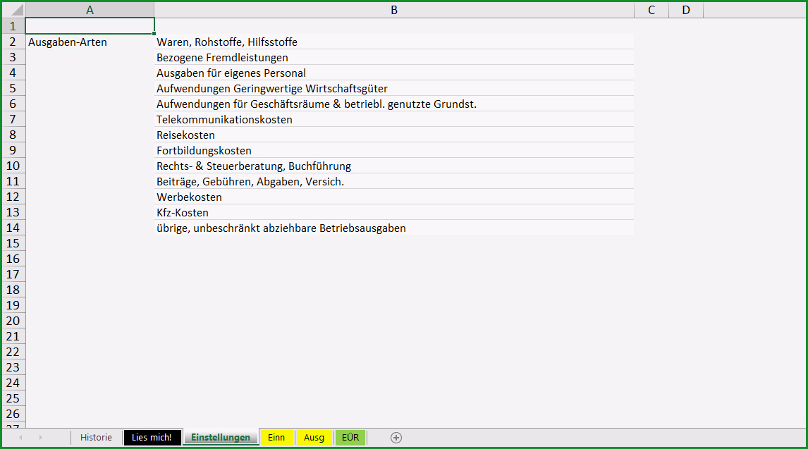 excel vorlage formlose gewinnermittlung