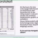 Bemerkenswert Zählprotokoll Kasse Vorlage Süß ordnungsgemäße