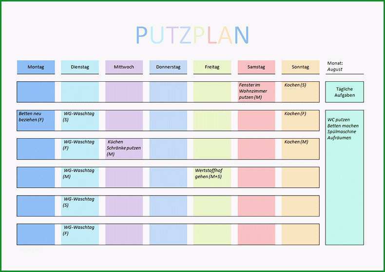 11 wochenplan excel vorlage
