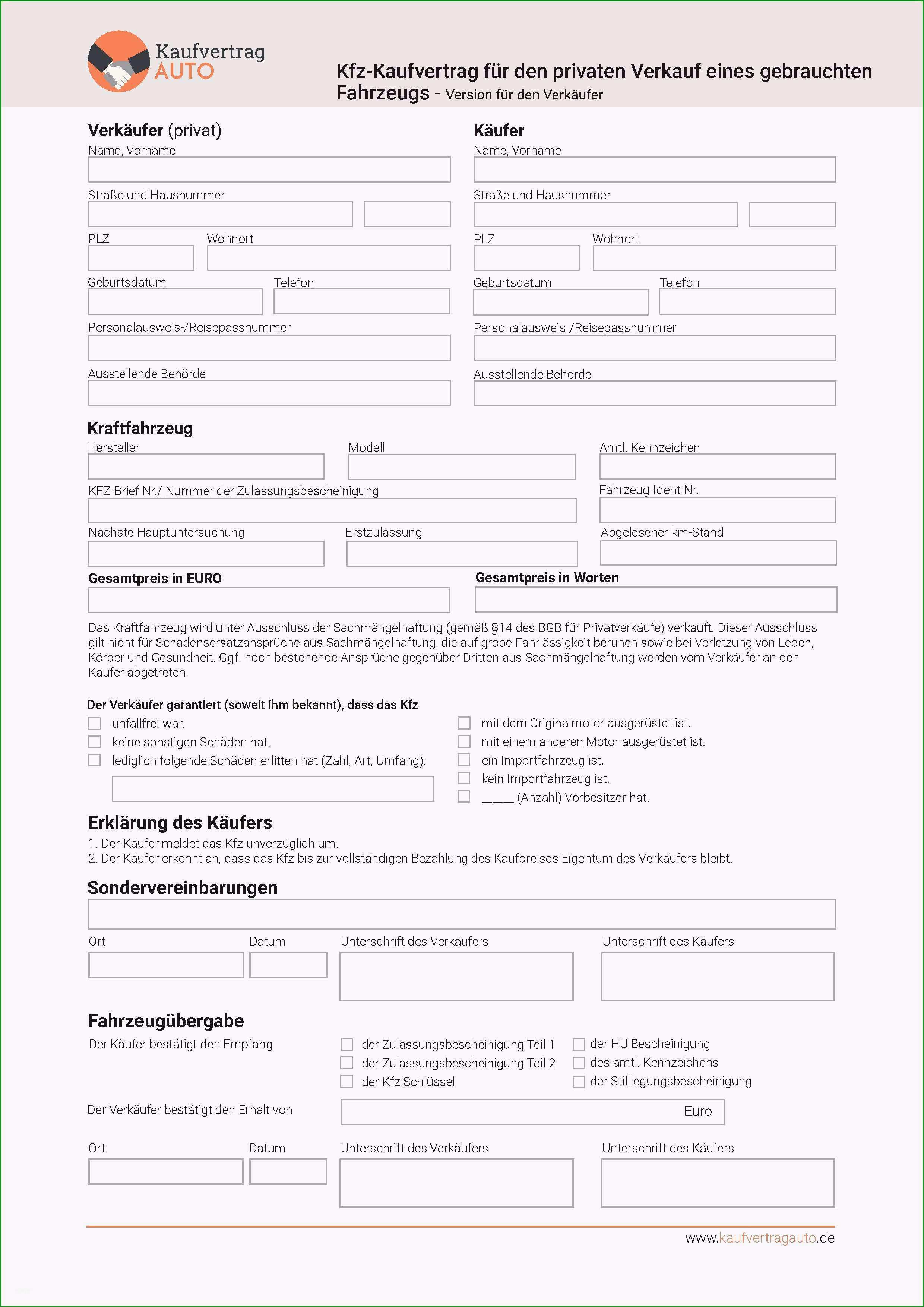 18 kaufvertrag auto kostenlos