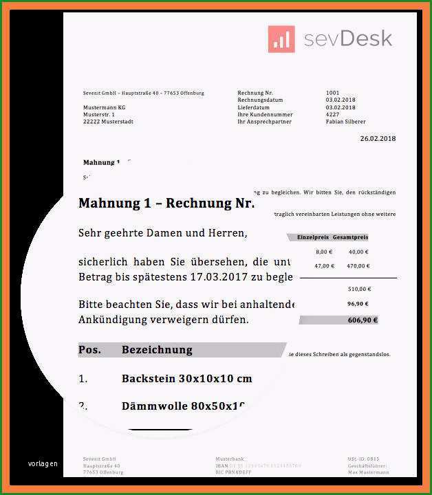 Fantastisch 20 Mahnung Vorlage