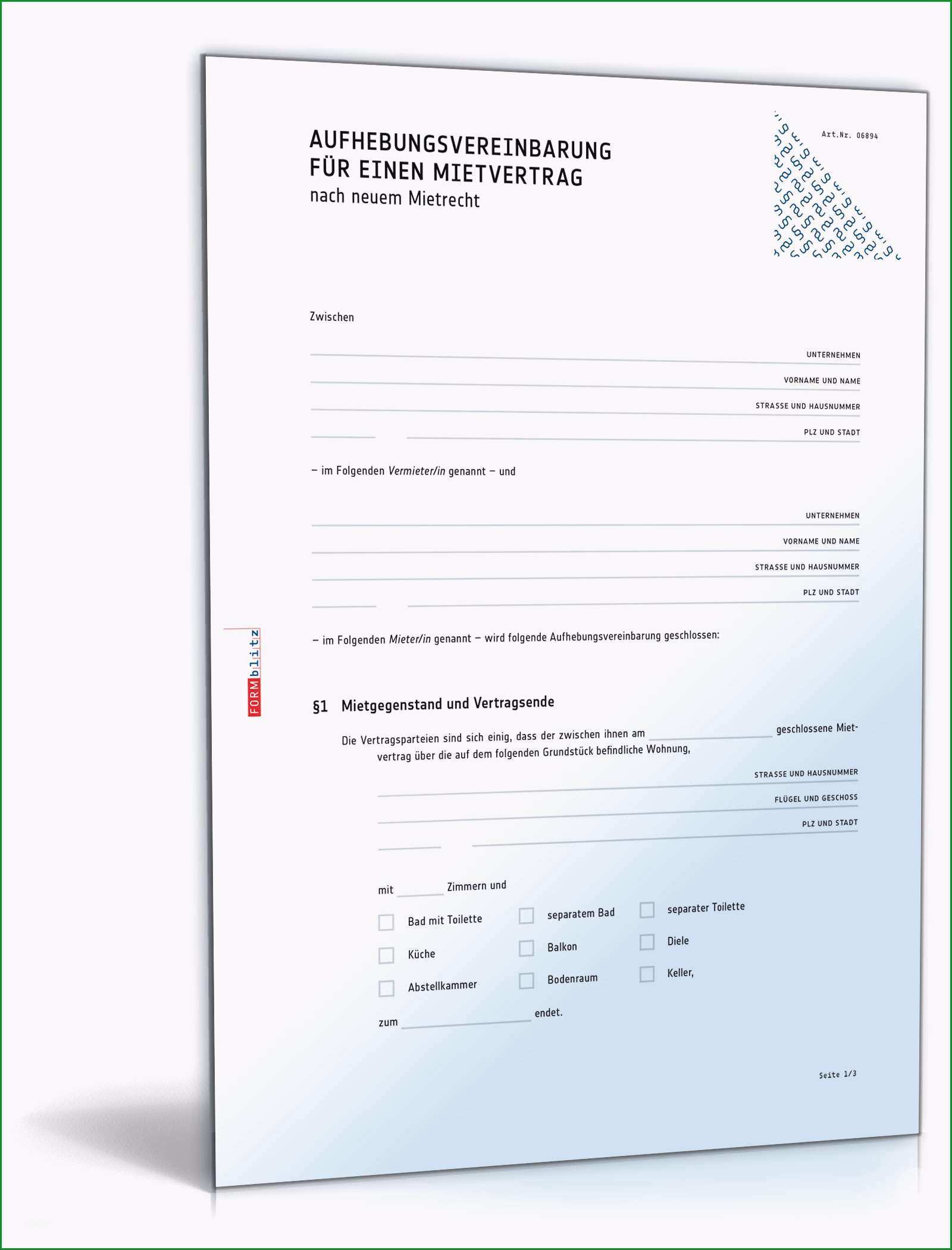 aufhebungsvereinbarung mietvertrag schweiz