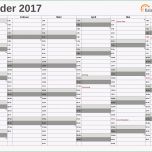 Fantastisch Excel Kalender 2017 Kostenlos