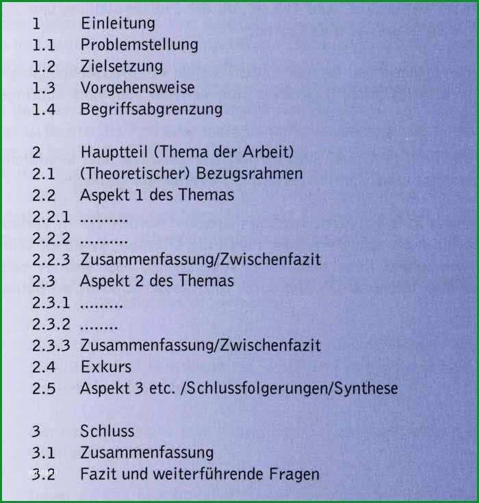 inhaltsverzeichnis vorlagen