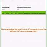 Fantastisch Protokoll Temperaturkontrolle Nachweis Vorlage Angenehm
