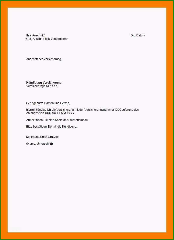 10 formlose kundigung vorlage