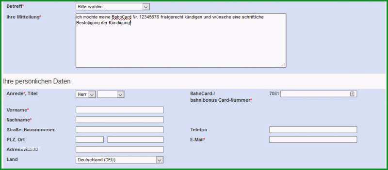 bahncard kündigen