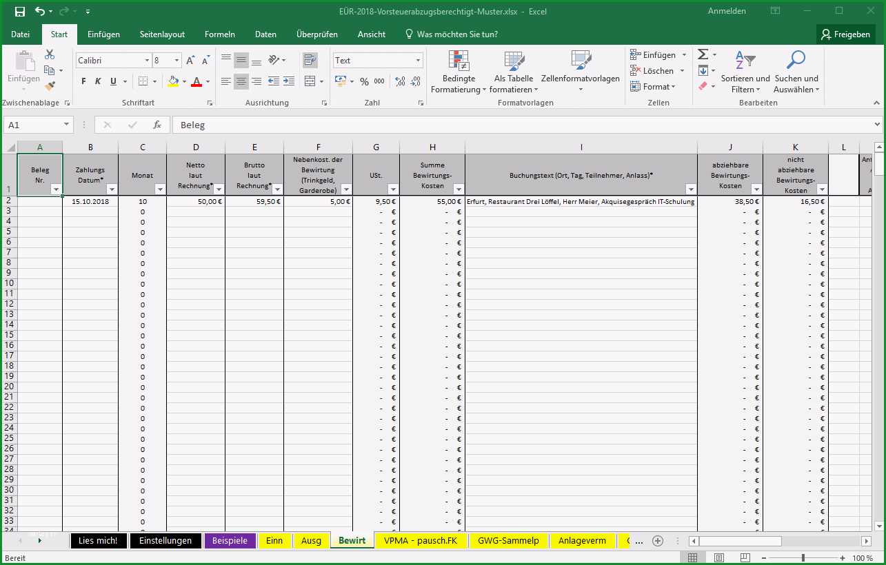 einnahmenueberschussrechnung vorlage excel openoffice