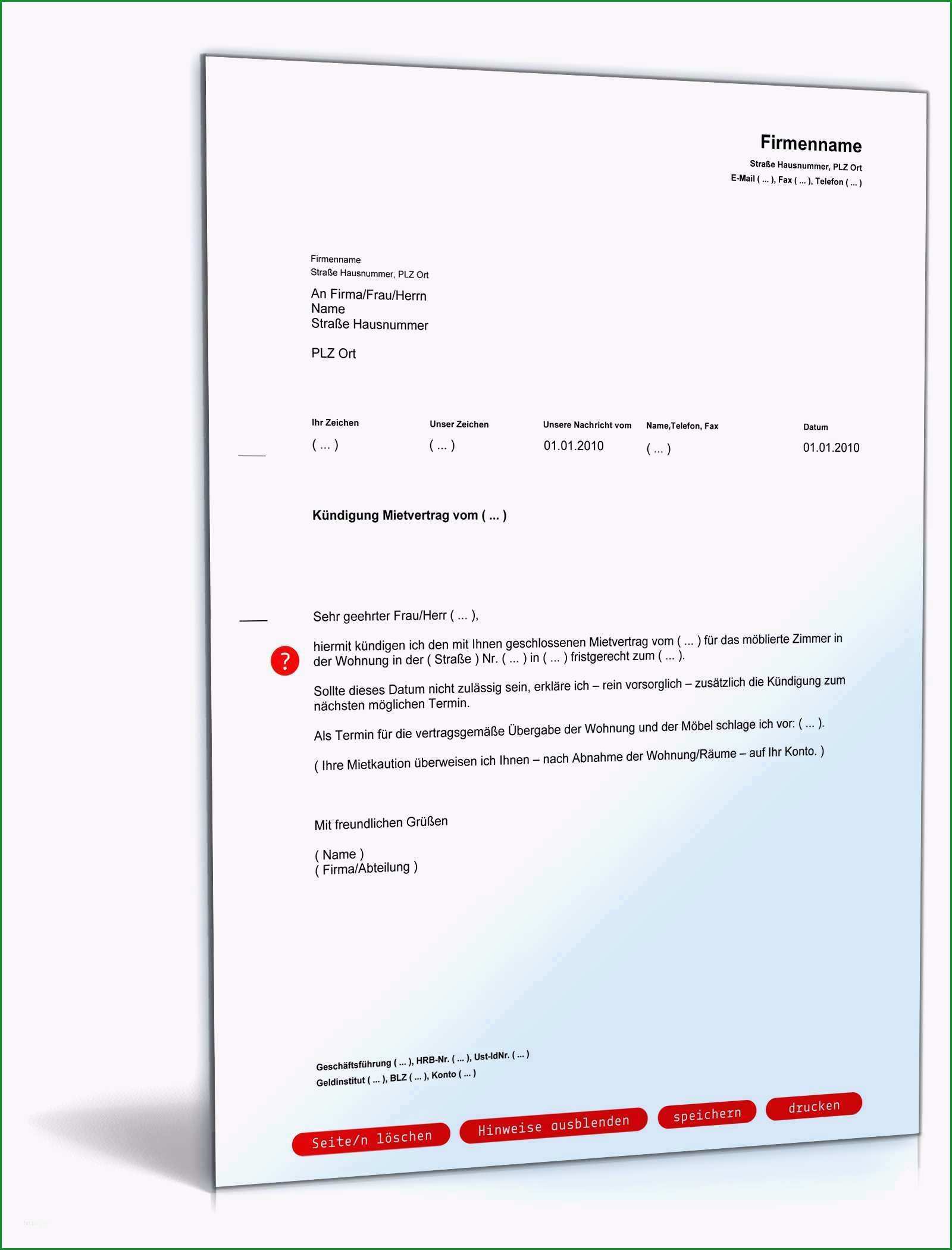 kundigung mietvertrag vorlage kostenlos mieter bewundernswert kundigung mietvertrag vermieter muster kostenlos
