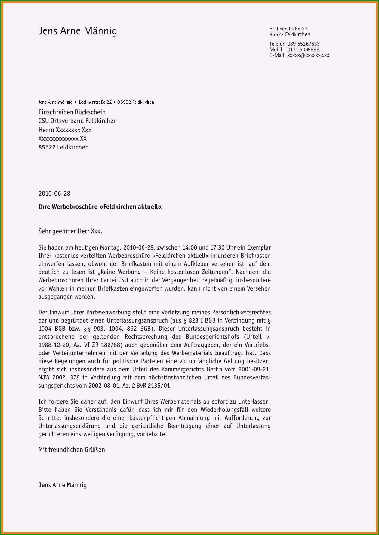 10 beispiel beschwerdebrief