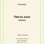 Hervorragen Deckblatt Hausarbeit Vorlage Bewundernswert Word Vorlage