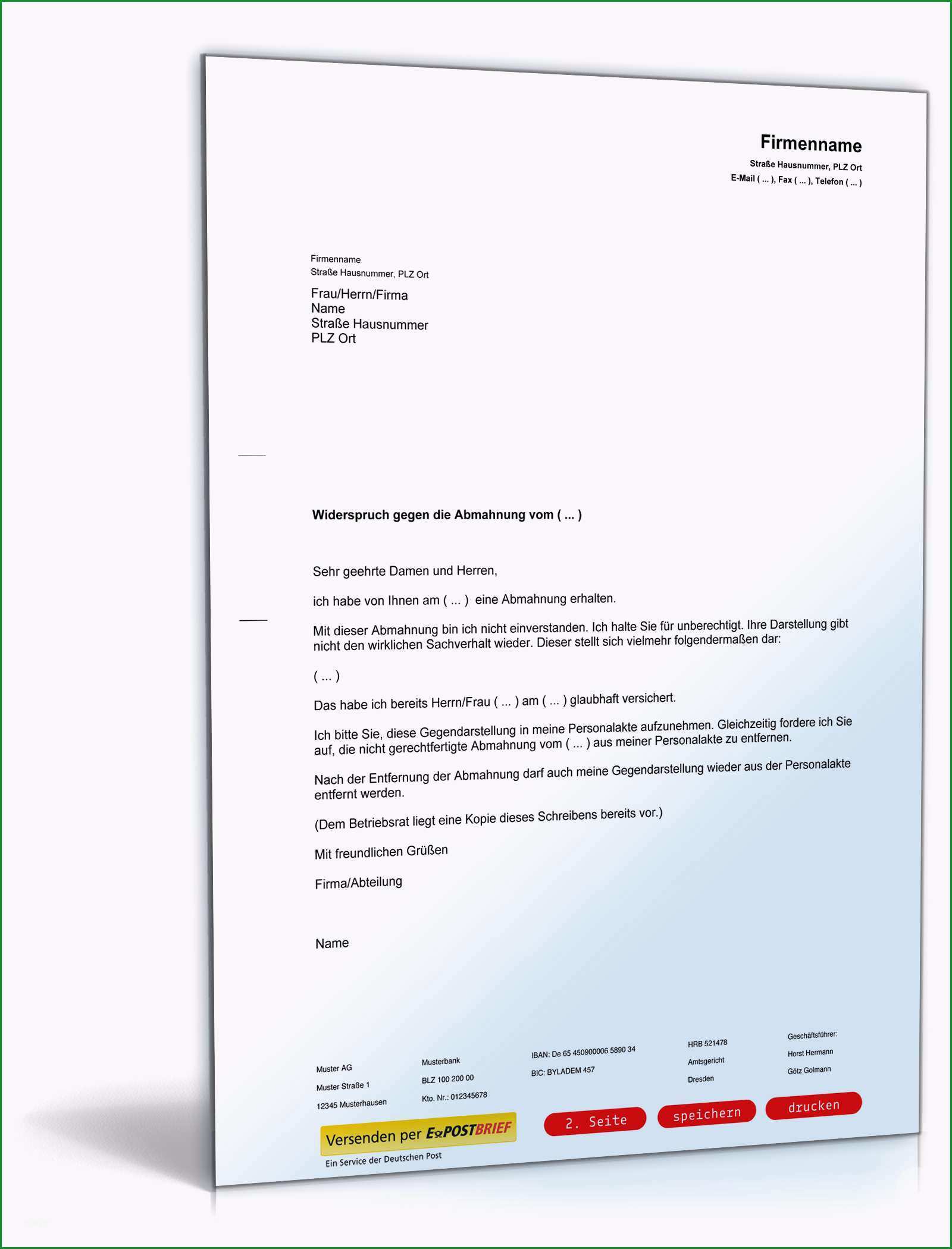 gegendarstellung abmahnung
