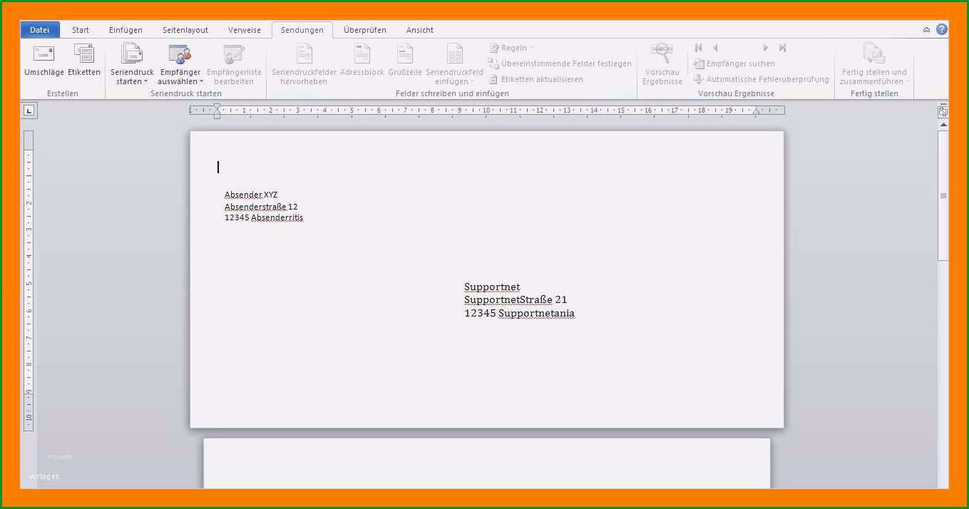 12 word briefumschlag vorlage