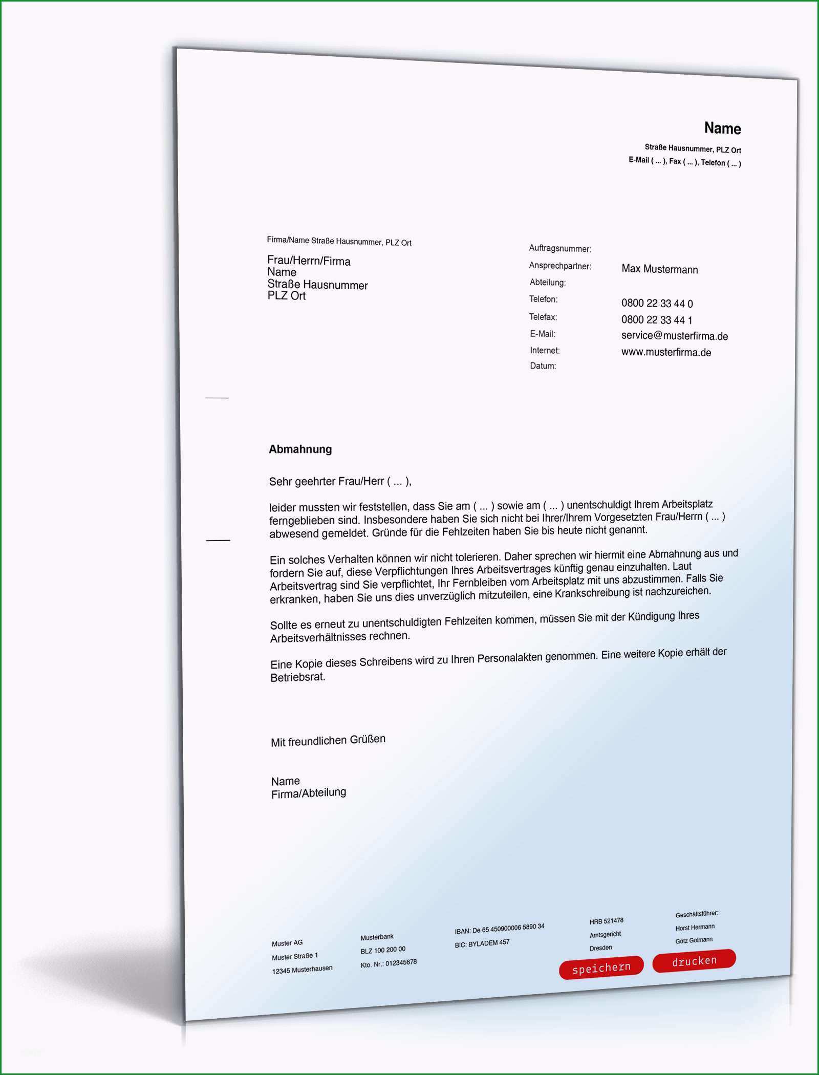 abmahnung unentschuldigtes fehlen