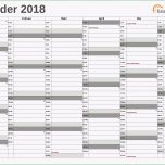 Phänomenal Excel Kalender 2018 Kostenlos