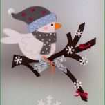 Phänomenal Fensterbild Vogel Auf Dem Zweig Winter Weihnachten