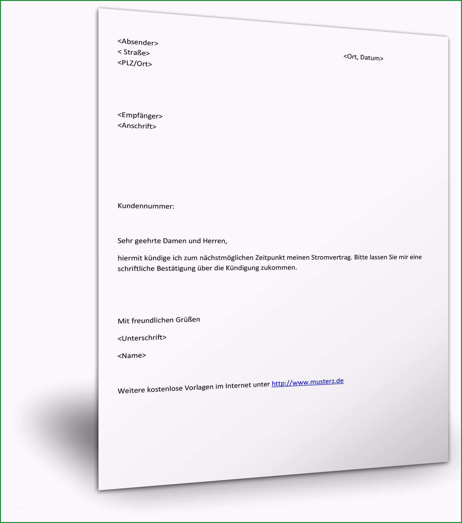 musterbrief stromanbieter kuendigen