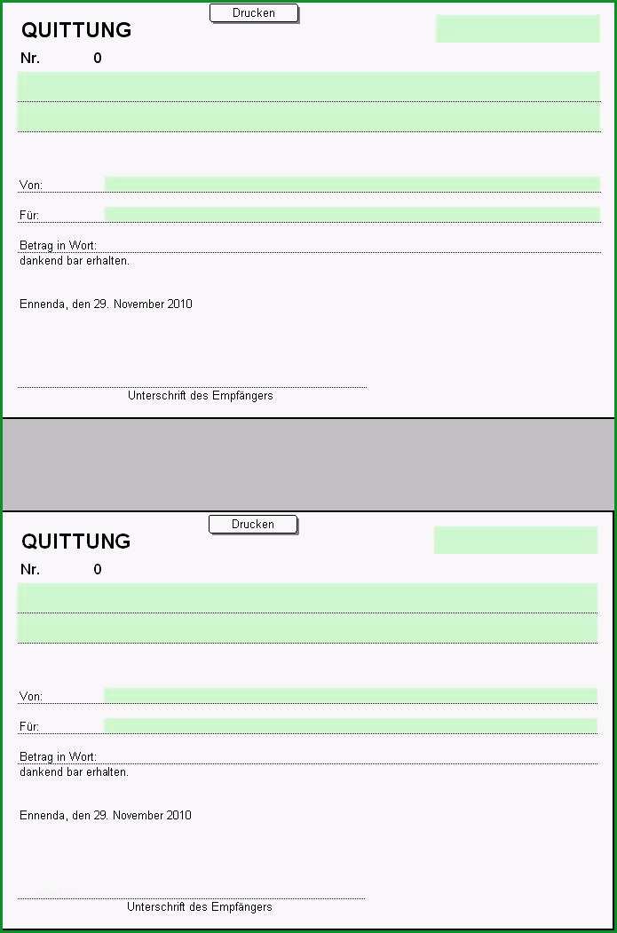 Schockieren Quittung Vorlage Excel – Gehen