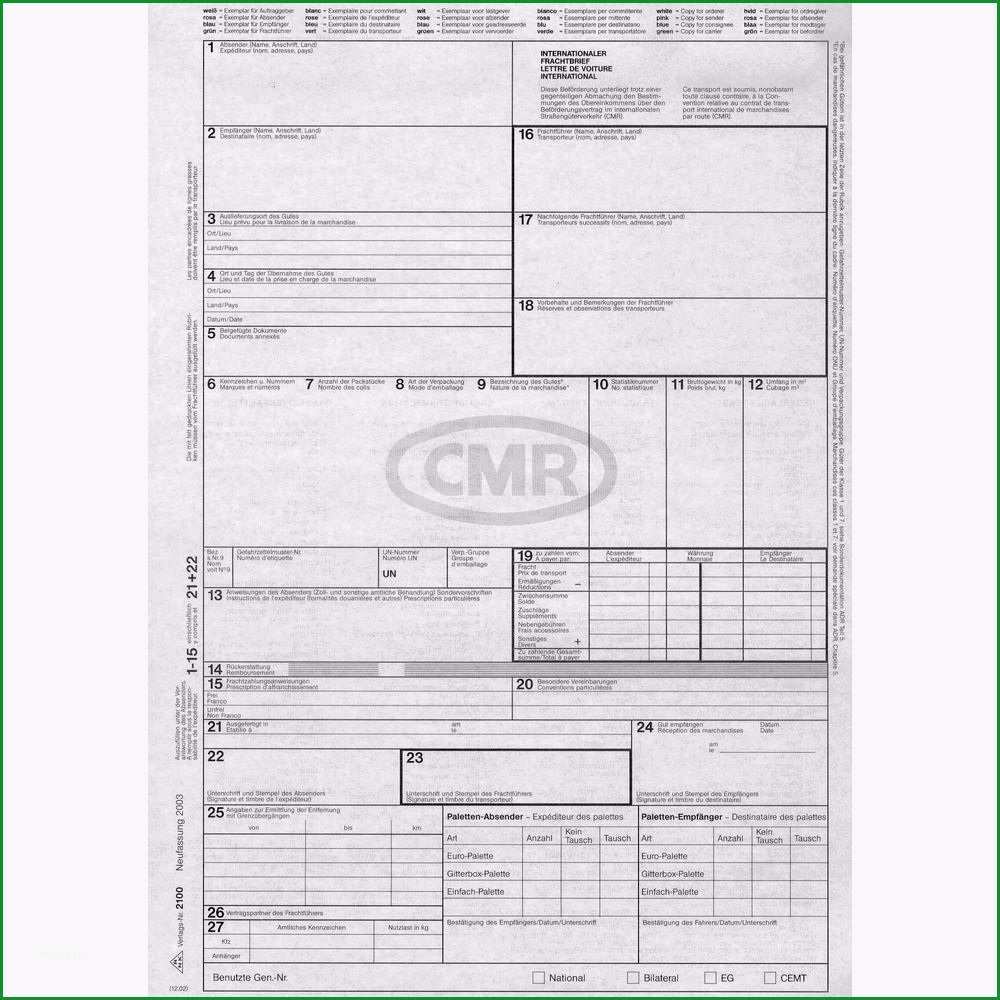 Schockieren Rnk Frachtbrief Cmr A4 4fach Selbstdurchschreibend 50