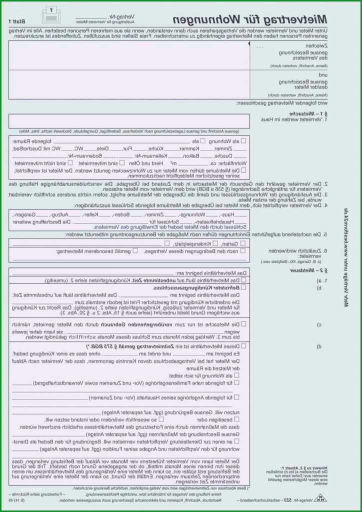 wohnungsmietvertrag vorlage