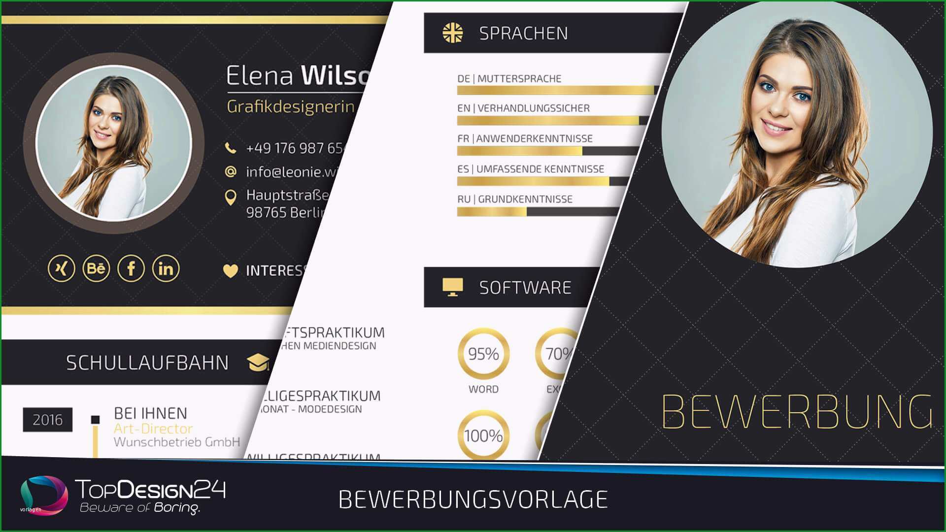 Sensationell Kreative Bewerbung topdesign24 Bewerbungsvorlage Word 2017