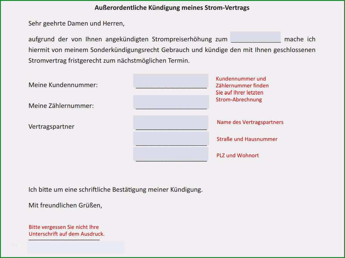 stromanbieter kundigen preiserhohung vorlage