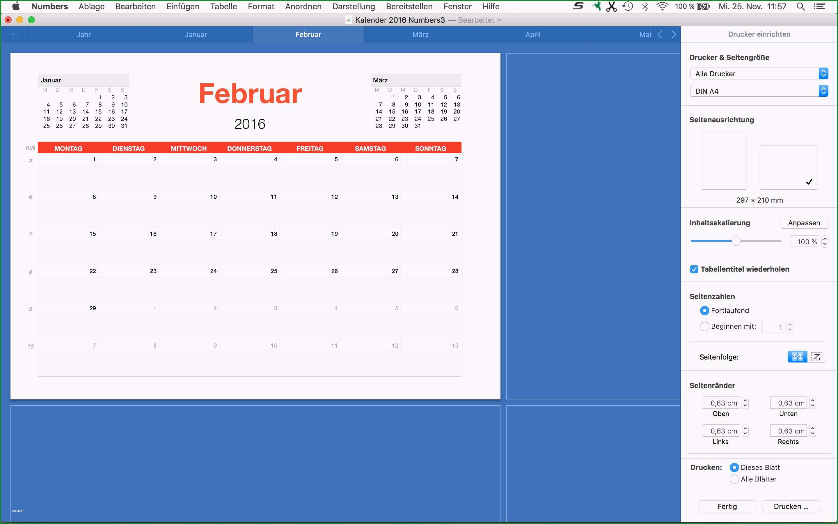 Toll Numbers Vorlage Kalender 2016