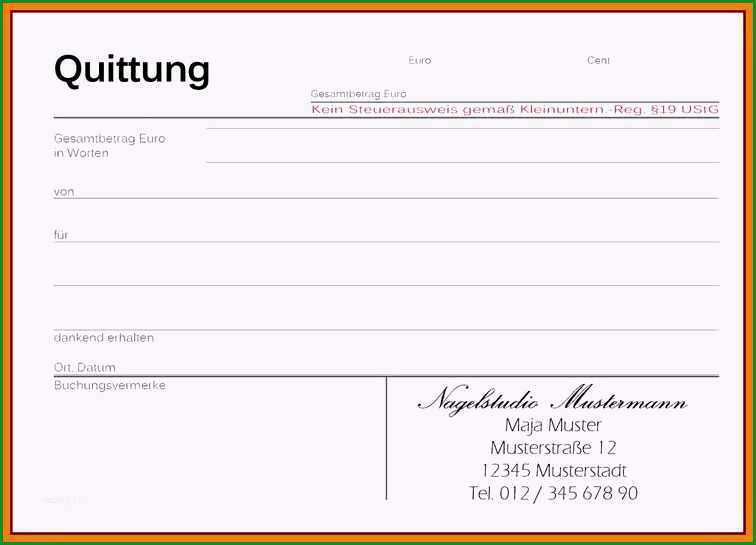quittung vorlage word beste 10 quittung vorlage word