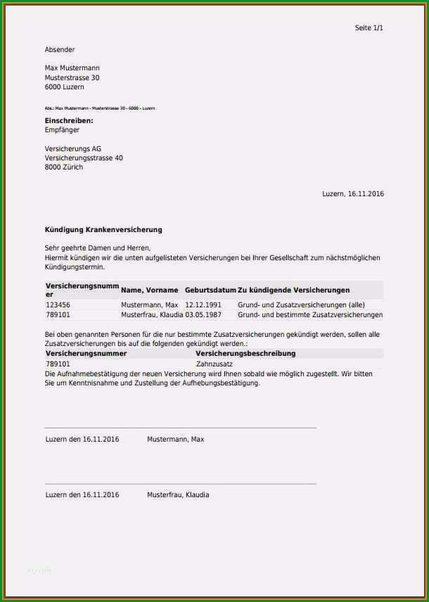 14 krankenkasse kundigungsschreiben muster