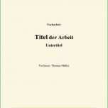 Überraschen Facharbeit Deckblatt Mustervorlagen Zum Herunterladen