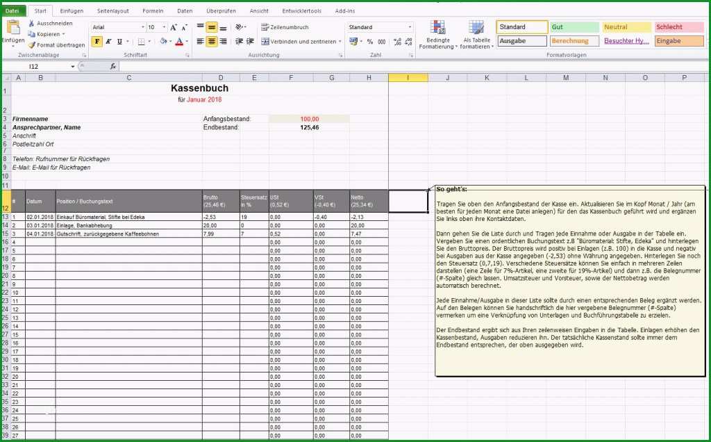 Überraschen Kassenbuch software Kostenlos Vorlage Beispiele Tipps