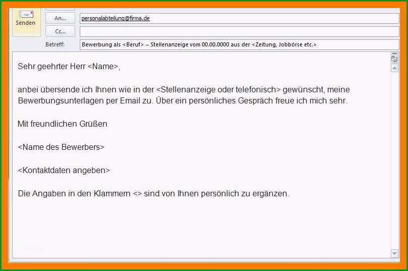 18 kurzbewerbung per e mail