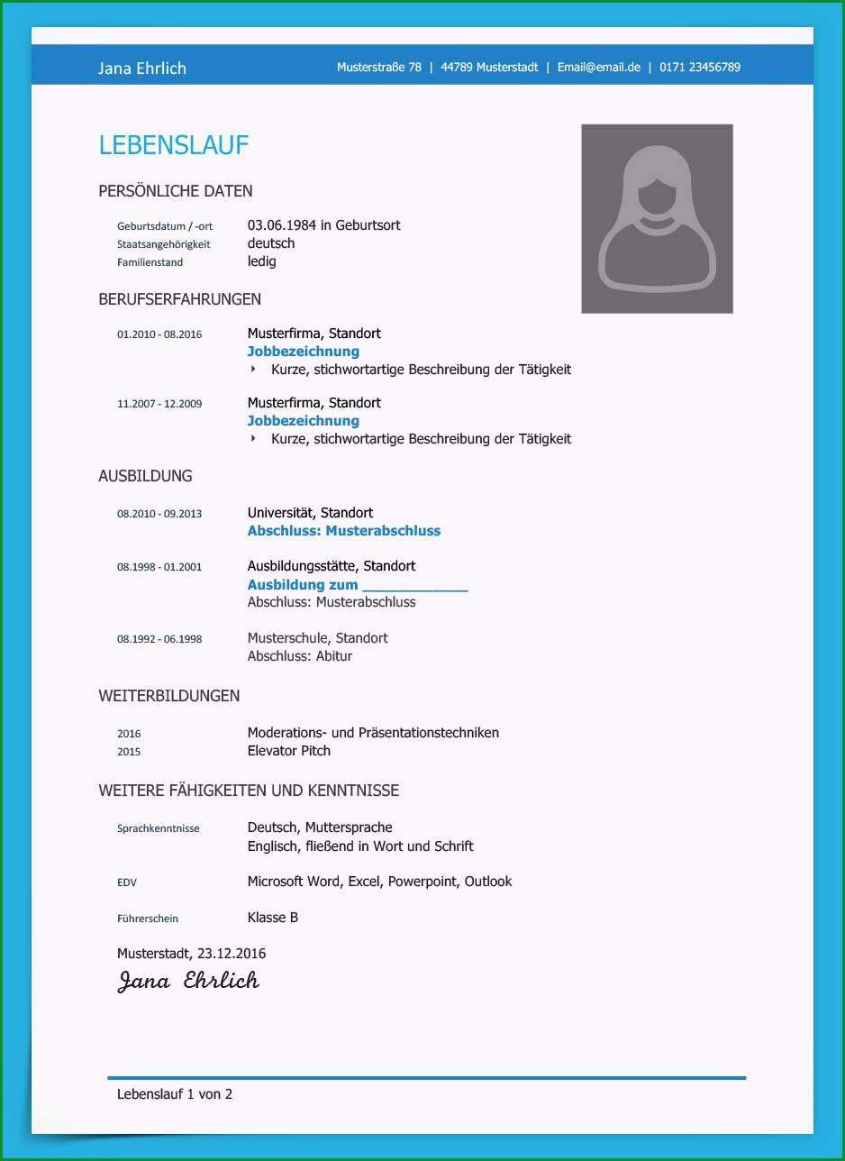 Unvergesslich Lebenslauf Vorlage Studium Kostenloser Download